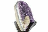 Tall Amethyst Cluster With Wood Base - Uruguay #197830-4